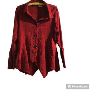 Mill Valley Clothing Company L  Shirt Red Black Boho Hobo Button Front